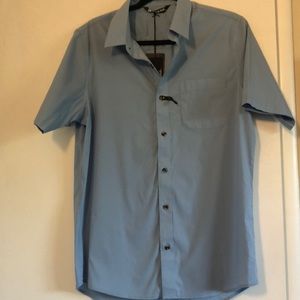 Travis Mathews blue button down shirt size M NWT